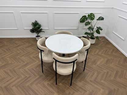 LUXE DINING CHAIR-VELVET-BEIGE-BLACK