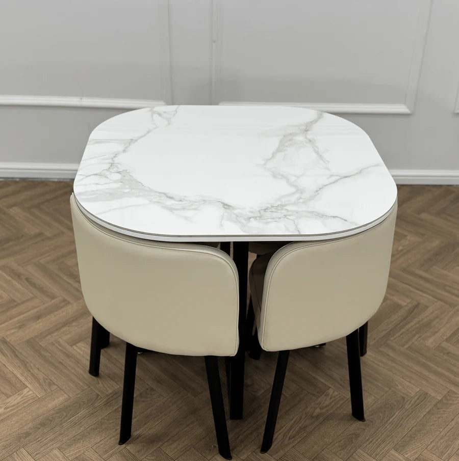 Dark Gray Oliver 90cm Square Nesting Dining Table Set