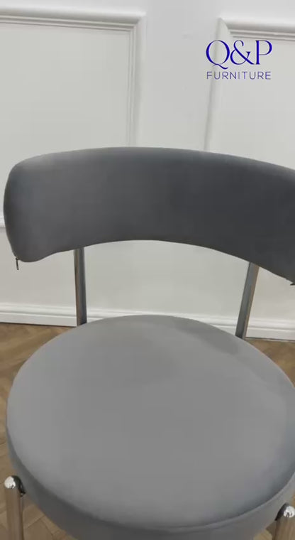 LUXE DINING SET -VELVET-LIGHT GREY Chair-SILVER