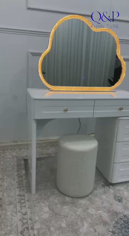 Elan Luxury Dressing Table with LED Mirror &amp; Stool