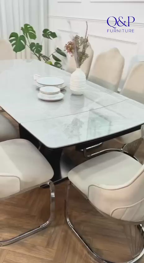 Lumia Luxury Extendable Dining Table Set with King Chairs