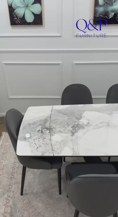 LUMIA EXTEND DINING SET WITH CLARA CHAIRS – BLACK LEGS