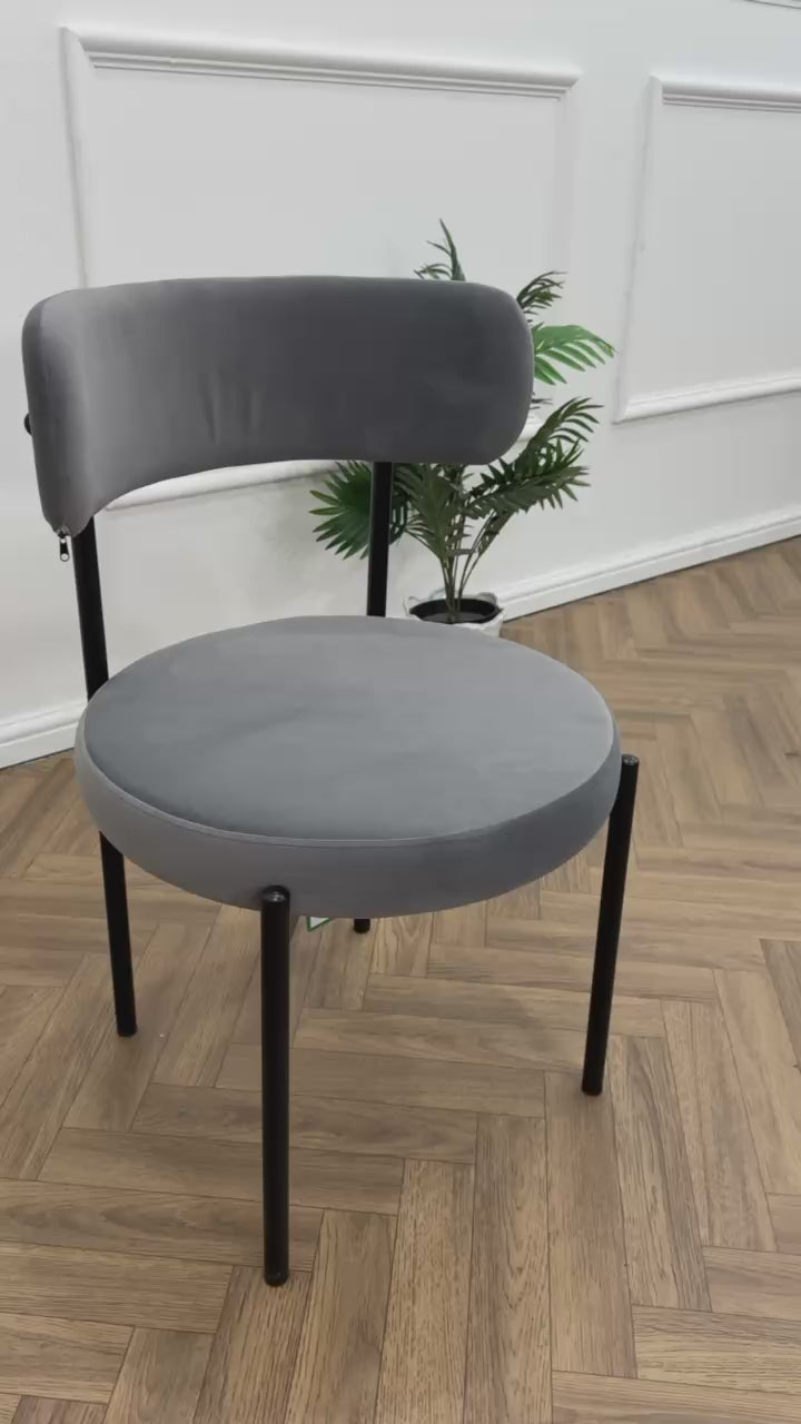 LUXE DINING SET-VELVET-LIGHT GREY-BLACK