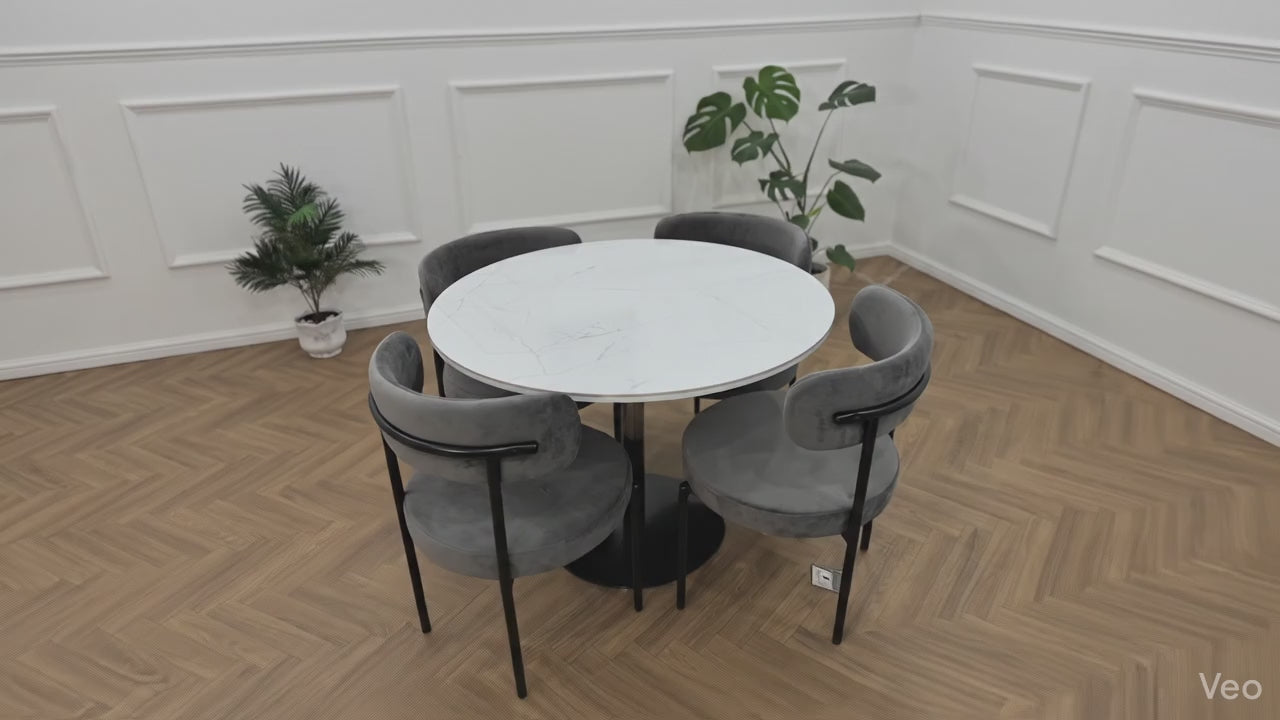 LUXE VELVET DINING SET — DARK GREY &amp; BLACK