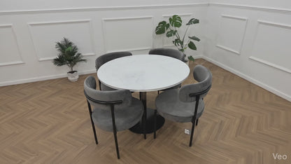 LUXE VELVET DINING SET — DARK GREY &amp; BLACK