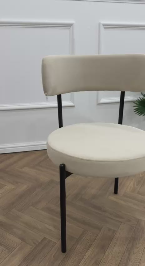 LUXE DINING CHAIR-VELVET-BEIGE-BLACK
