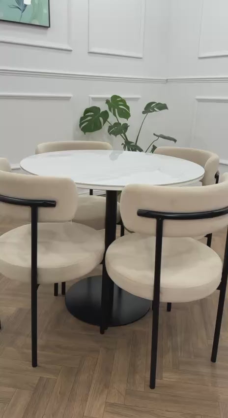 LUXE DINING CHAIR-VELVET-BEIGE-BLACK