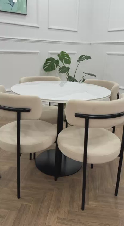 LUXE DINING CHAIR-VELVET-BEIGE-BLACK