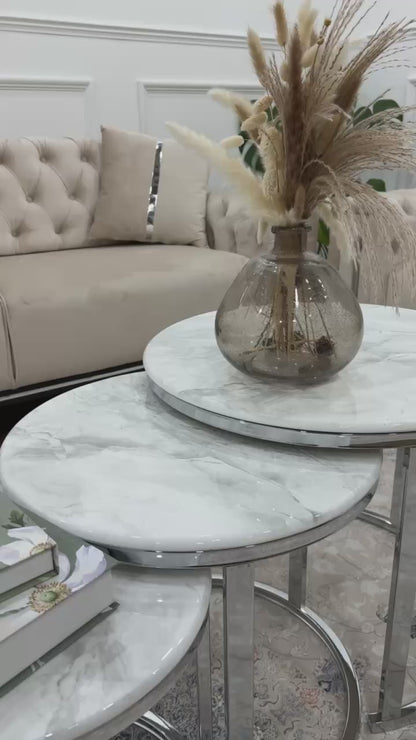 Milan 3-Piece Silver Nesting Coffee Table Set