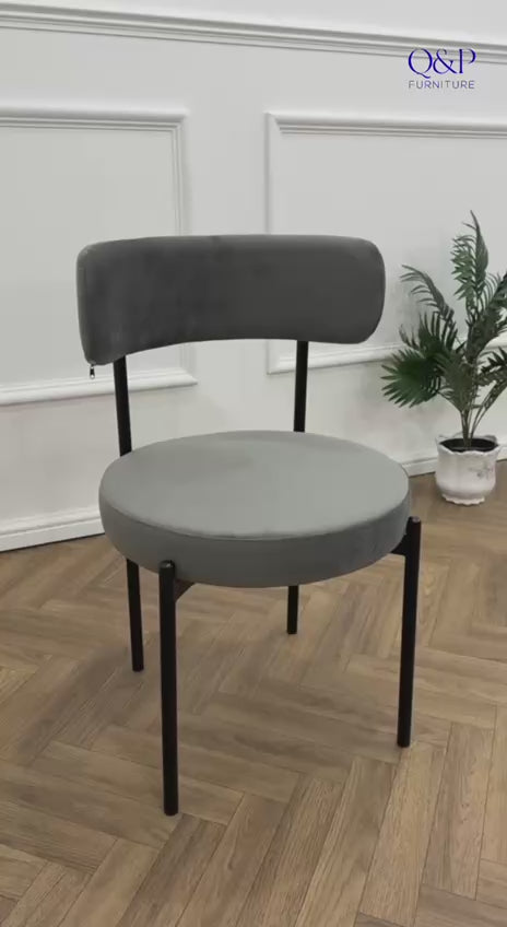 LUXE VELVET DINING SET — DARK GREY &amp; BLACK