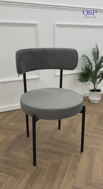 LUXE VELVET DINING SET — DARK GREY &amp; BLACK