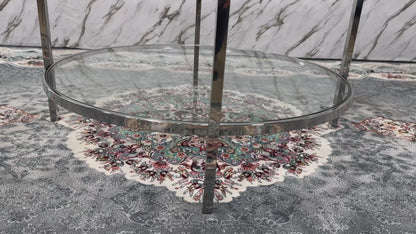 Clio Round Gold &amp; Glass Coffee Table with Lower Shelf