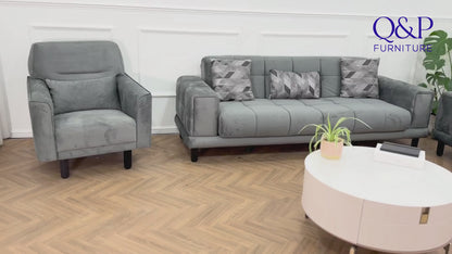 FLORA SOFA SET-VELVET/COTTON