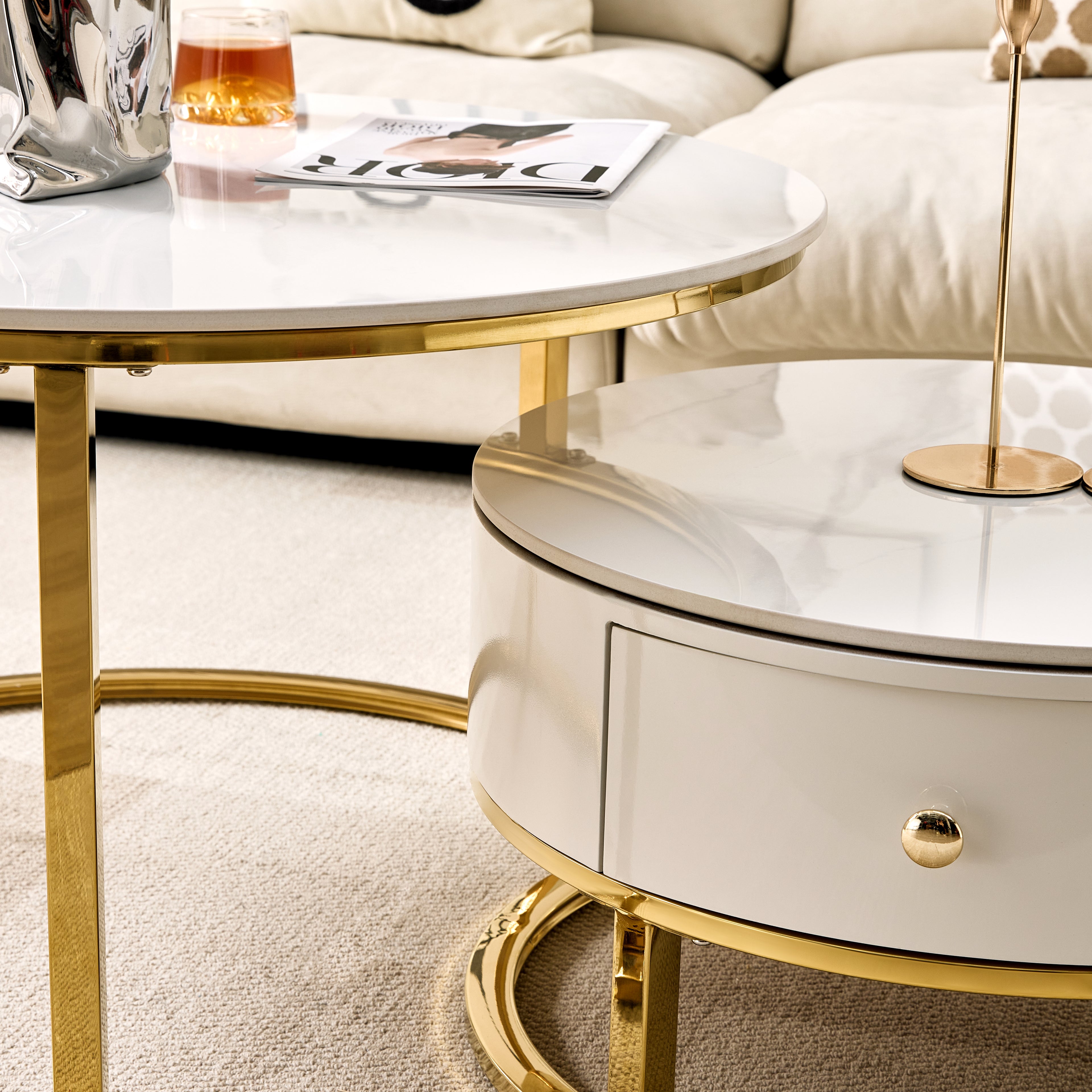 Opal Coffee Table Set-Gold