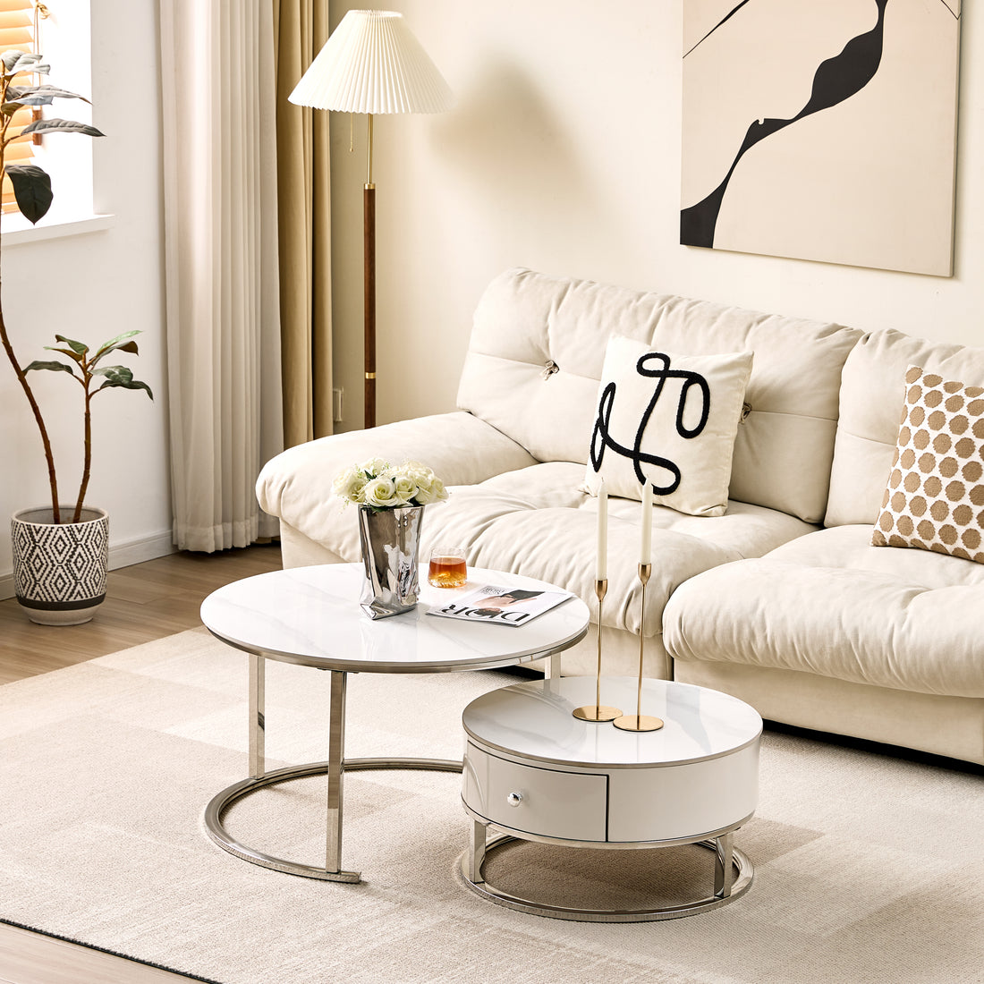Opal Nesting Coffee Table-Silver