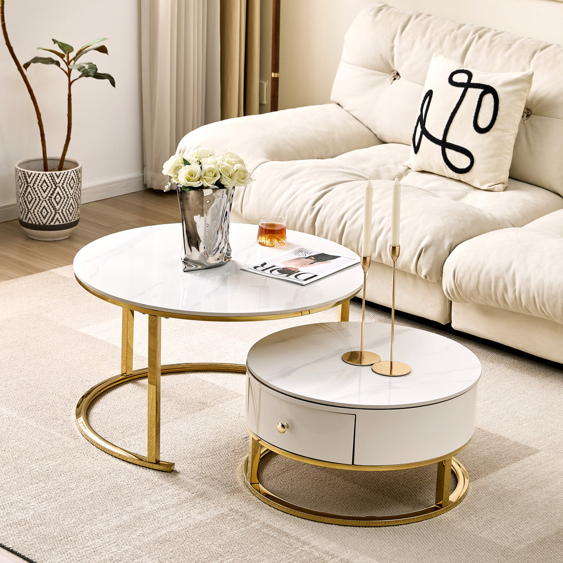 Opal Coffee Table Set-Gold