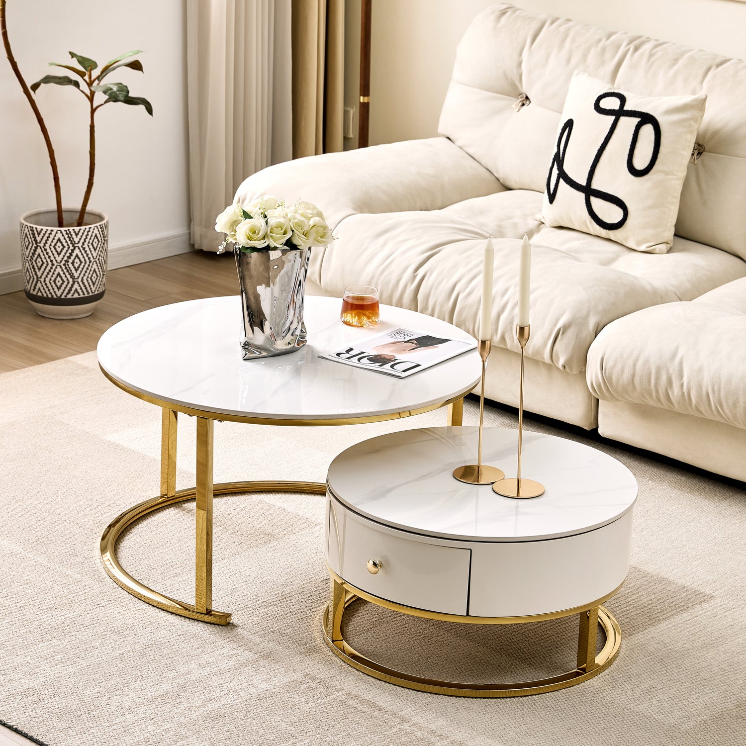 Opal Coffee Table Set-Gold
