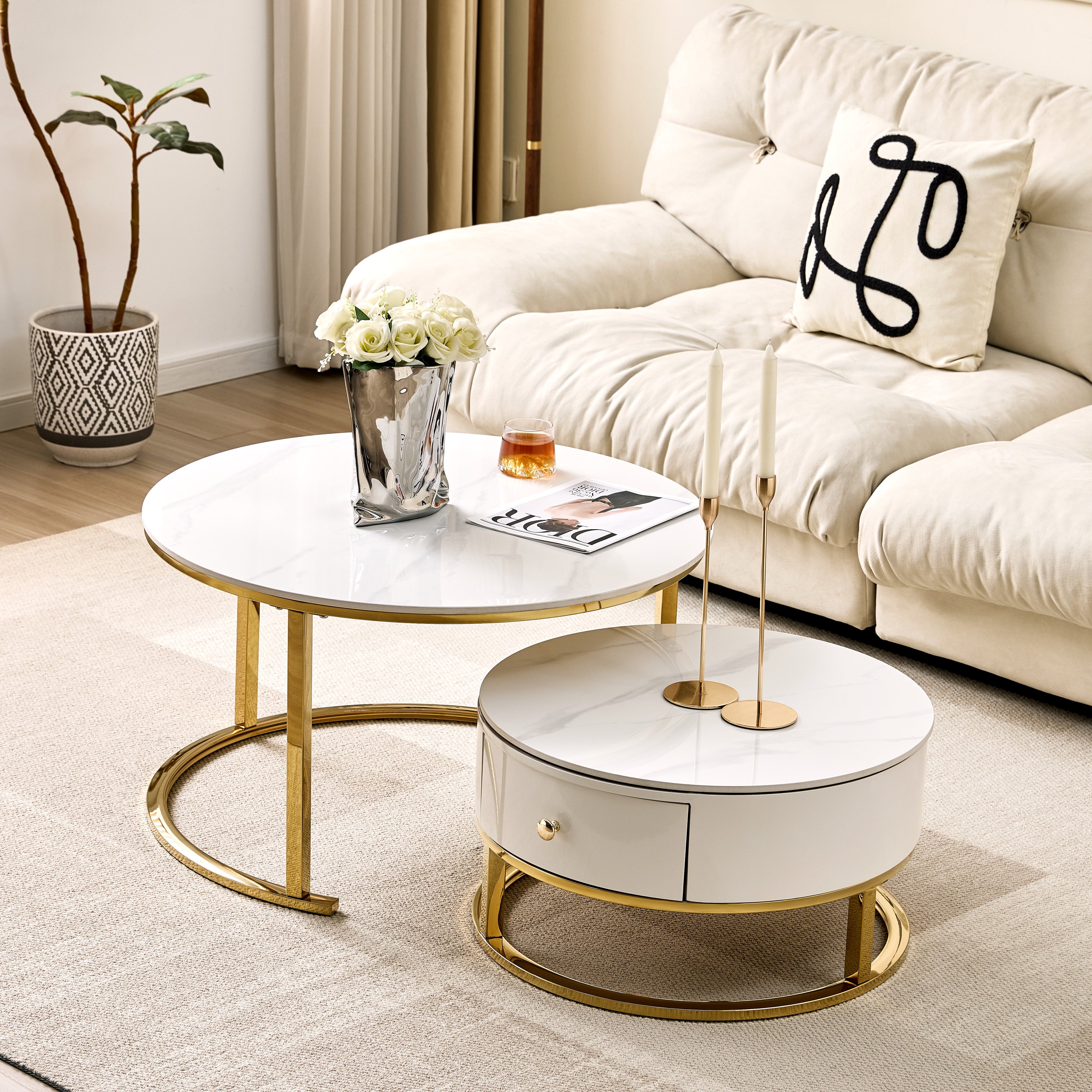 Opal Coffee Table Set-Gold