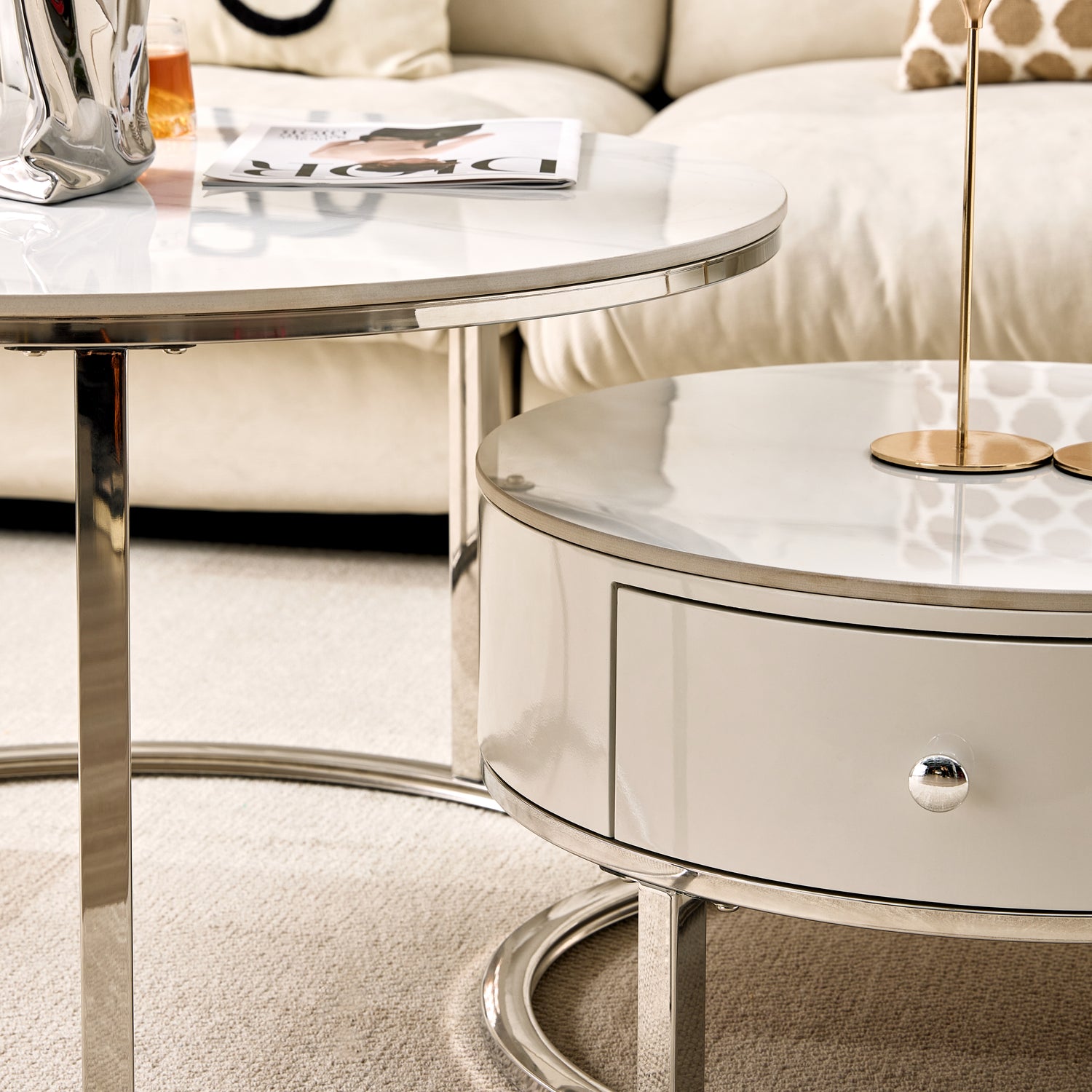 Opal Nesting Coffee Table-Silver
