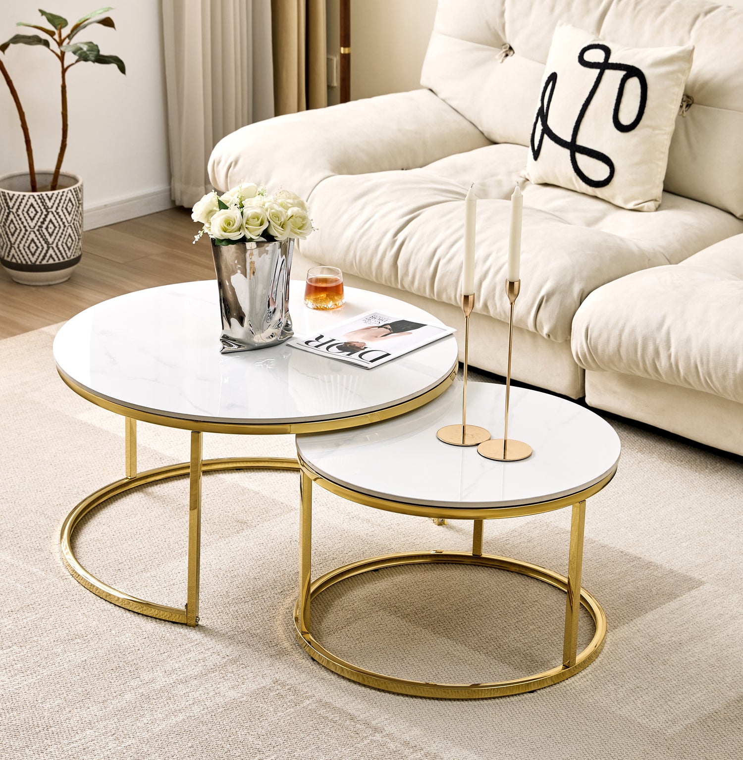 Nova Coffee Table Set-Gold Cermic
