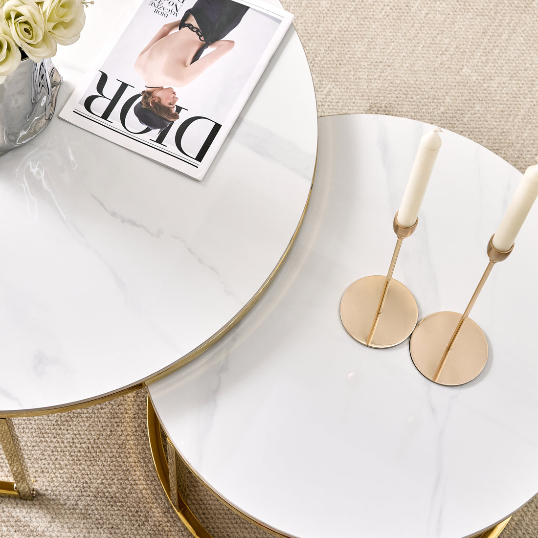 Nova Coffee Table Set-Gold Ceramic