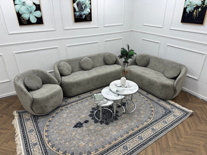 Q &amp; P Furniture Luna sofa set with plush cushions and modern design, shown in a stylish living room setting.