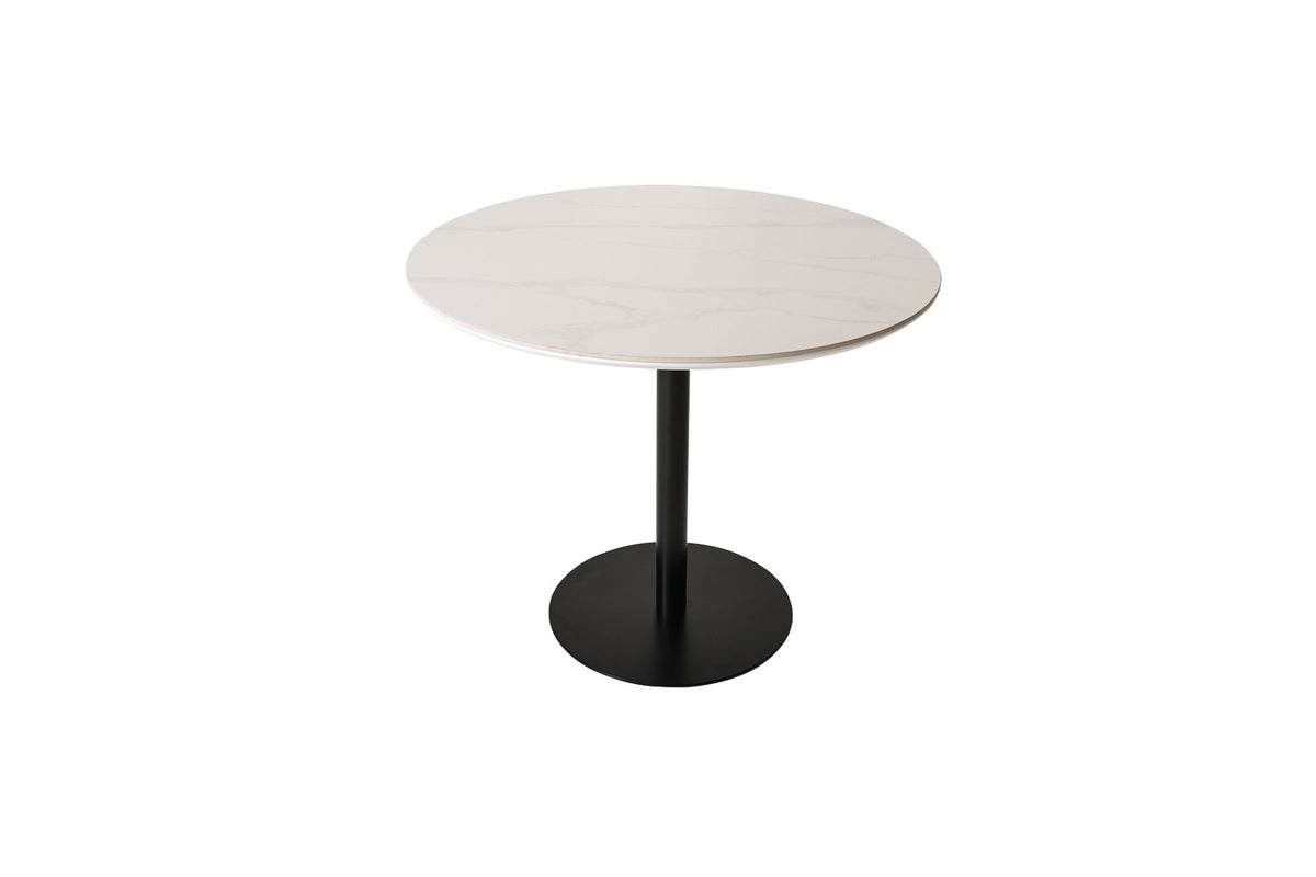 White Smoke Luxe Folding Round Dining Table – Silver Chrome, Gold Chrome &amp; Matt Black