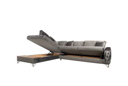 Victoria Corner Sofa Bed with Storage - Velvet